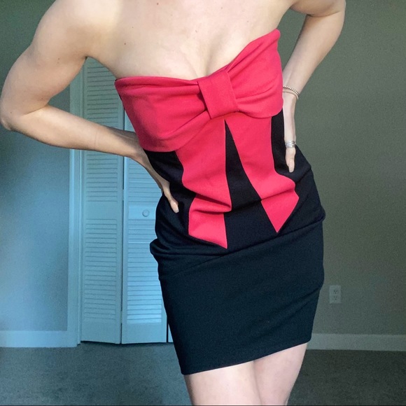 NWOT Joy Joy Bow Front Strapless Dress - Picture 4 of 6